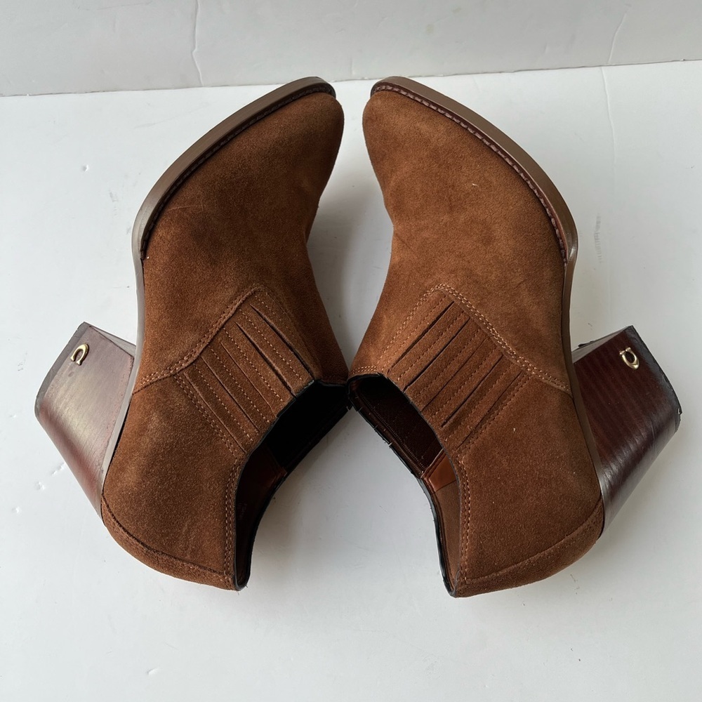 Coach Perri Brown Suede Ankle Booties Size 7 C - Picture 6 of 11